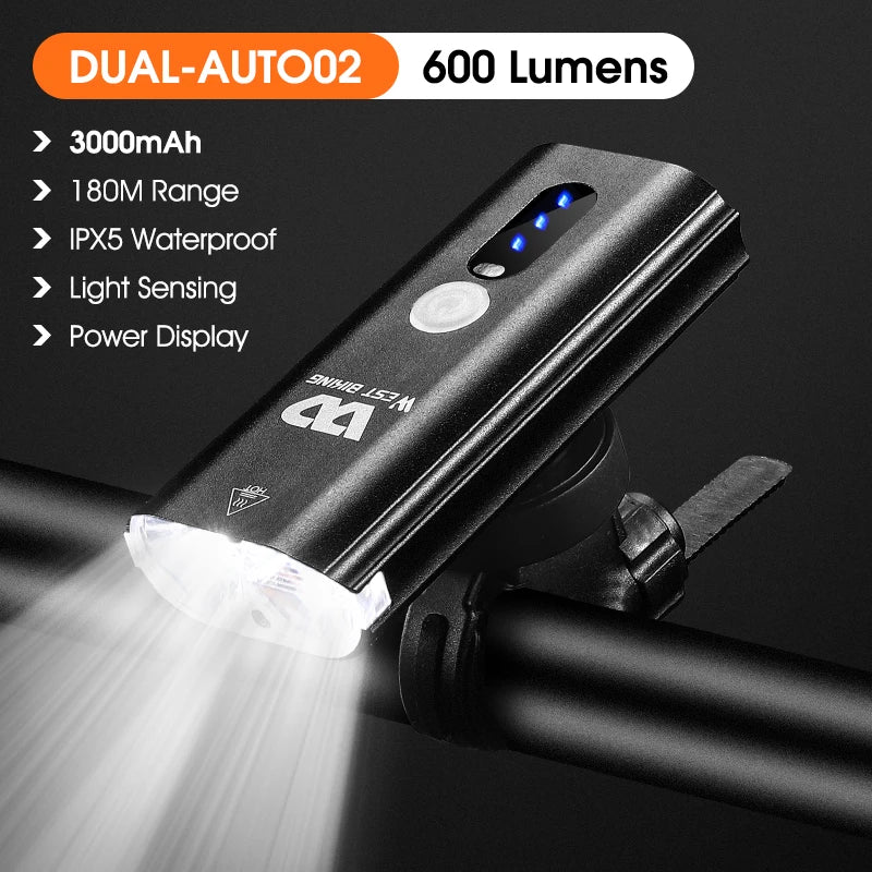 WEST BIKING Rechargeable LED Bike Front Light – 400 to 1600 Lumens