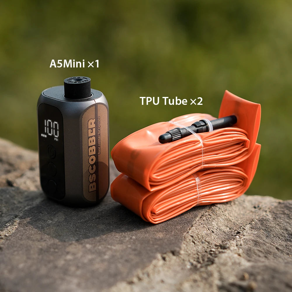 BSCOBBER A5 Mini Electric Bike Pump + 2 TPU Tubes – 100 PSI