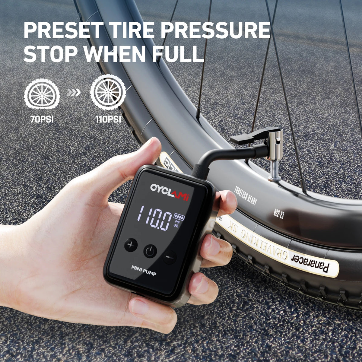 CYCLAMI HW125 Mini Electric Bike Pump – 150 PSI