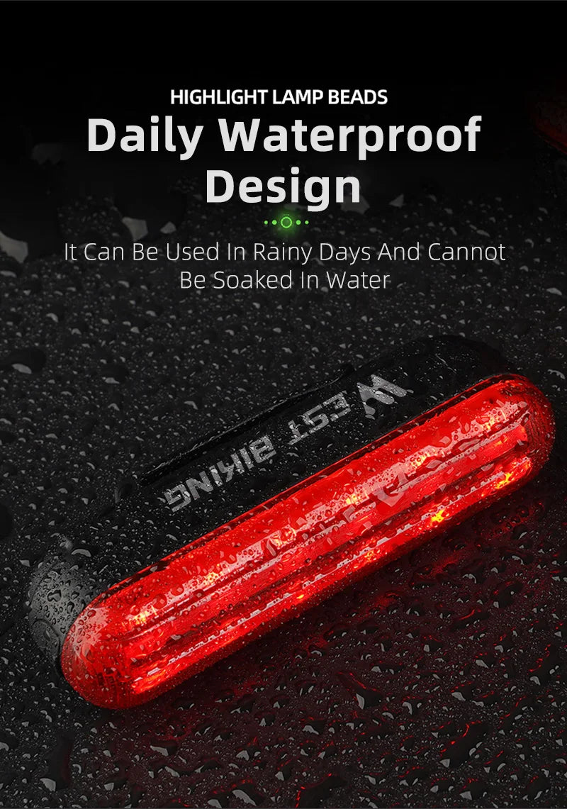 WEST BIKING LD80 Rear Bike Light – Laser & Smart Brake Sensor Options