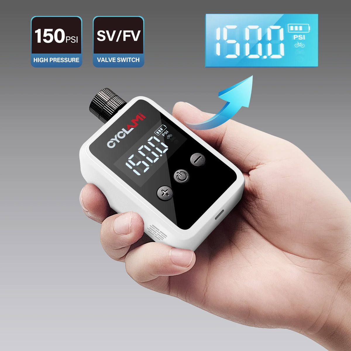CYCLAMI HW125 Mini Electric Bike Pump – 150 PSI