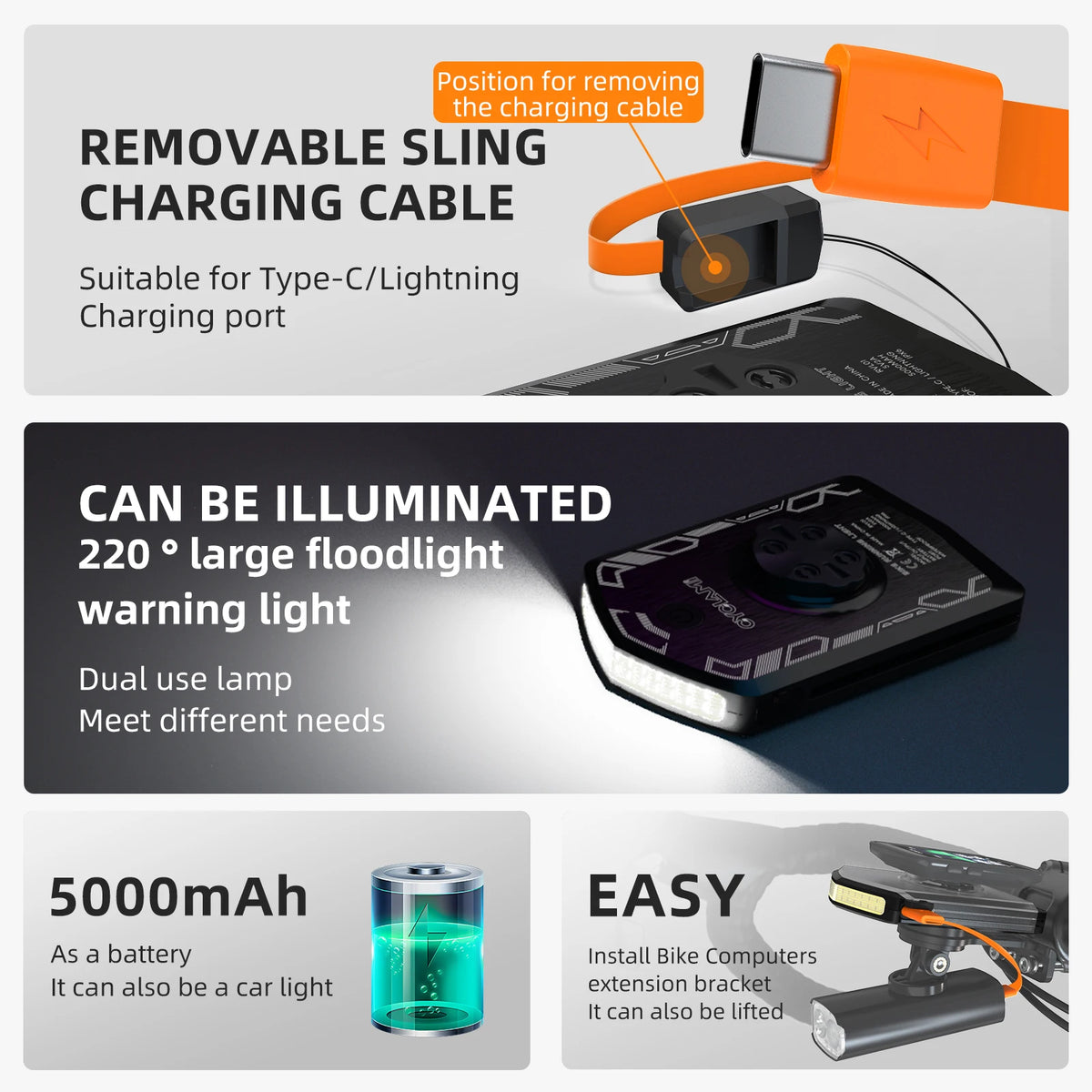 CYCLAMI RVL01 120LM Bike Safety Light & 5000mAh Power Bank