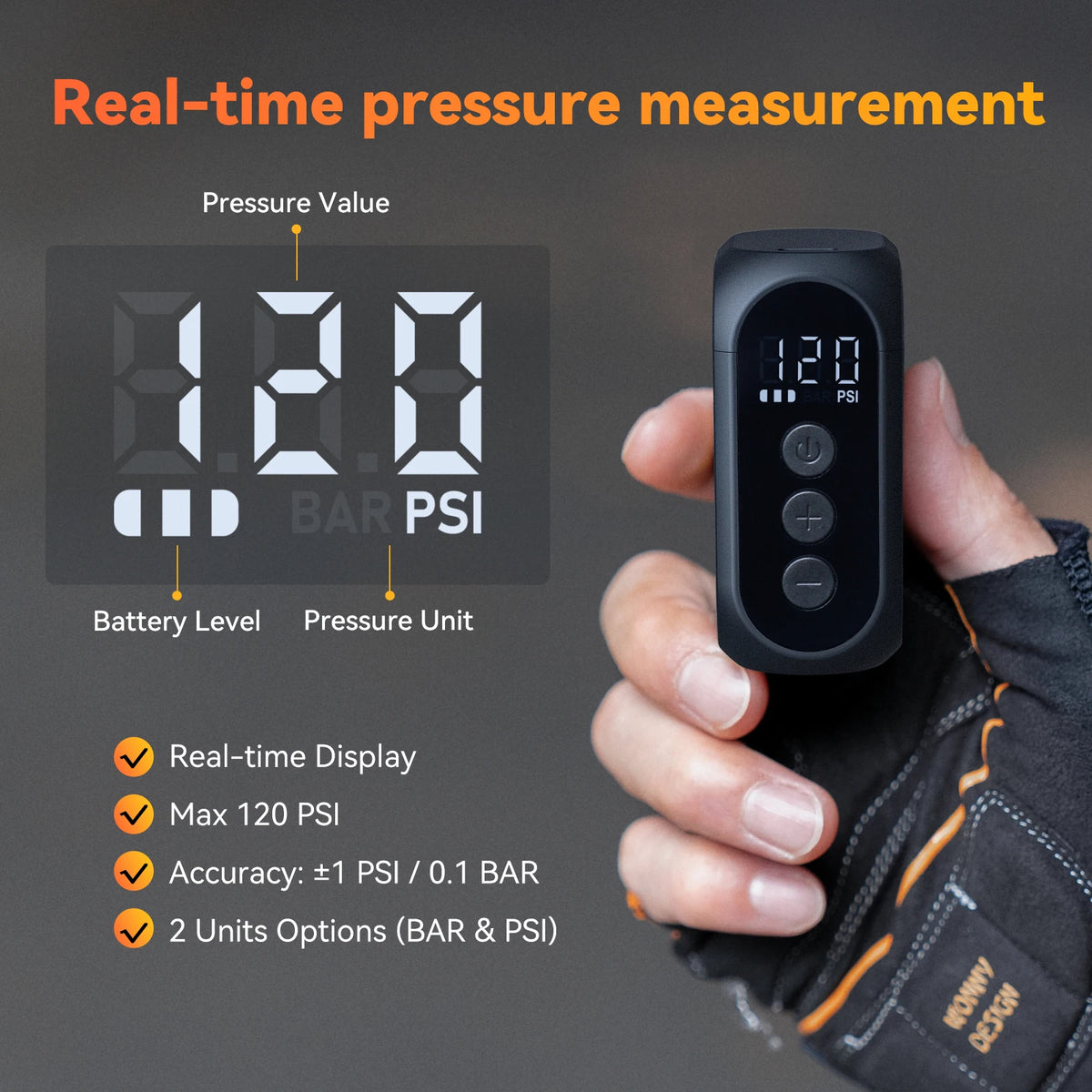 Anoutway AT1 Pro Mini Electric Bike Pump – 120 PSI