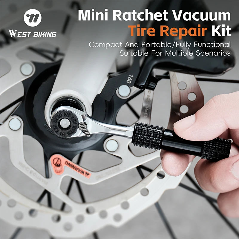 WEST BIKING Compact Ratchet & Tubeless Tyre Repair Kit