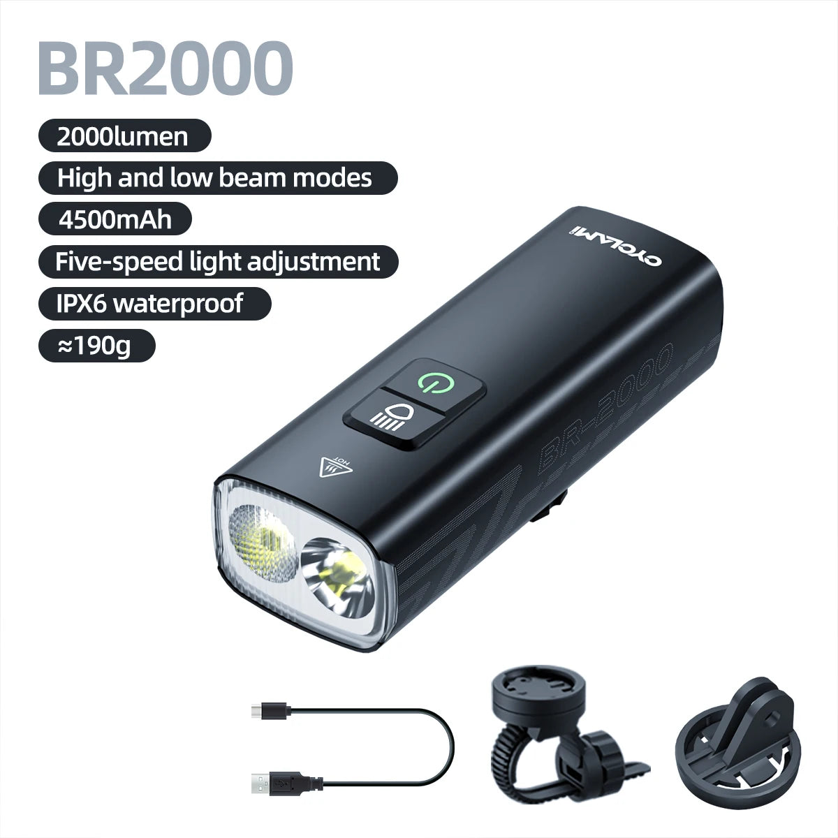 CYCLAMI BR1200 / BR2000 Rechargeable Bike Front Light