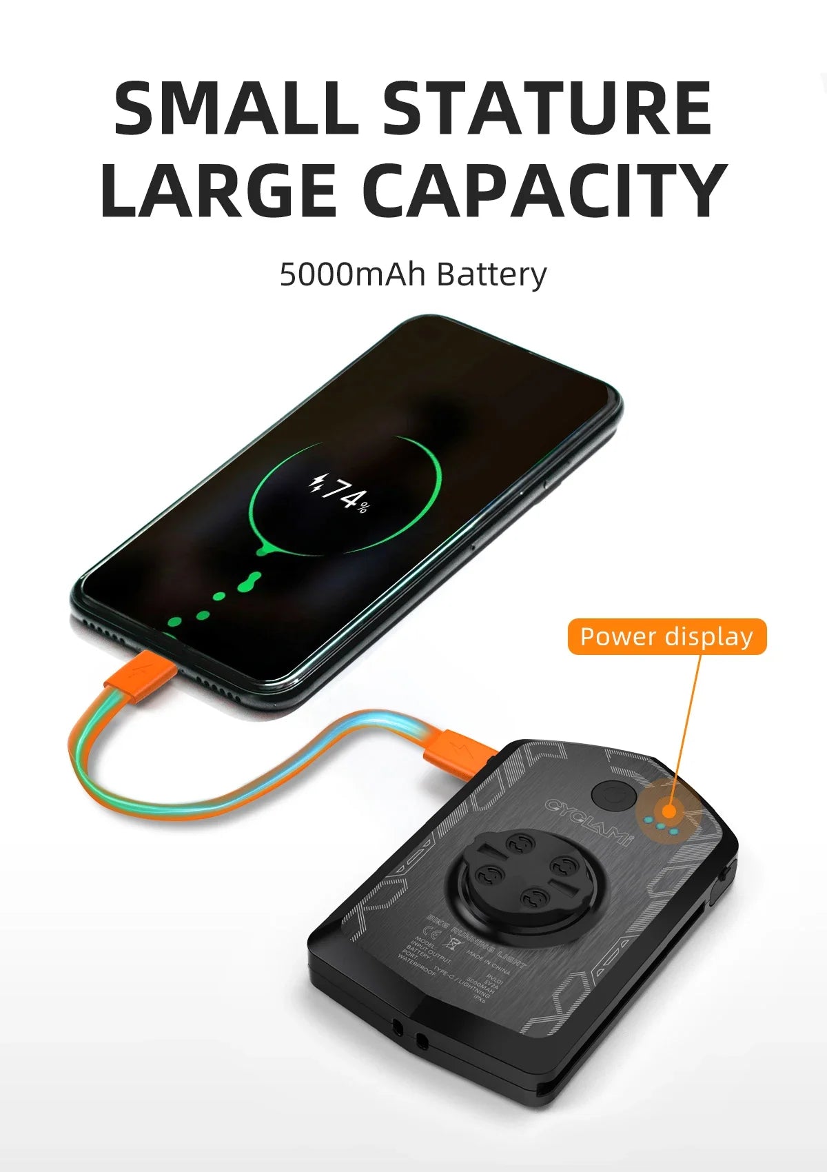 CYCLAMI RVL01 120LM Bike Safety Light & 5000mAh Power Bank